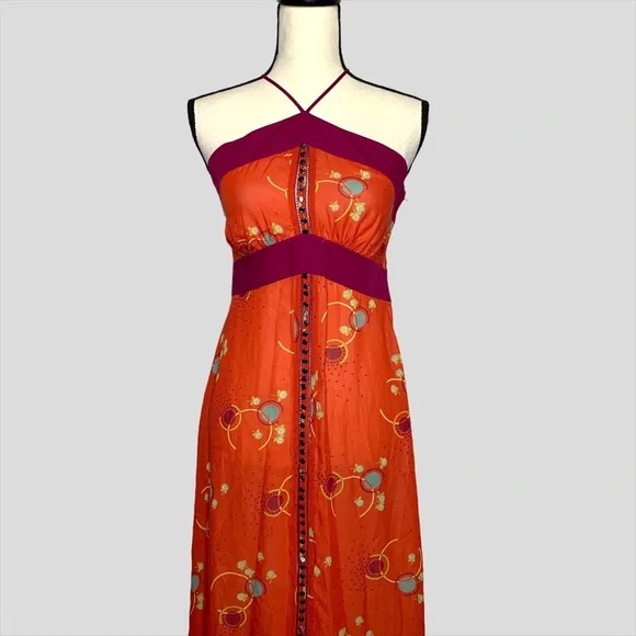 Marc Jacobs | Dresses | Nwt Marc Jacobs Burnt Orange Silk Halter Abstract  Print Casual Summer Dress | Poshmark